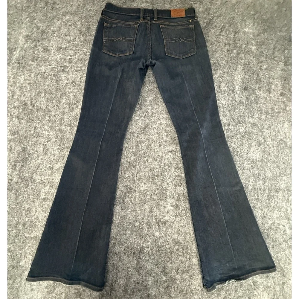 Lucky Brand Women's Size 4/27 Blue Dark Wash Charlie Flare Jeans USA Distressed - Picture 9 of 12